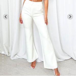 Flare High Waist White Pants